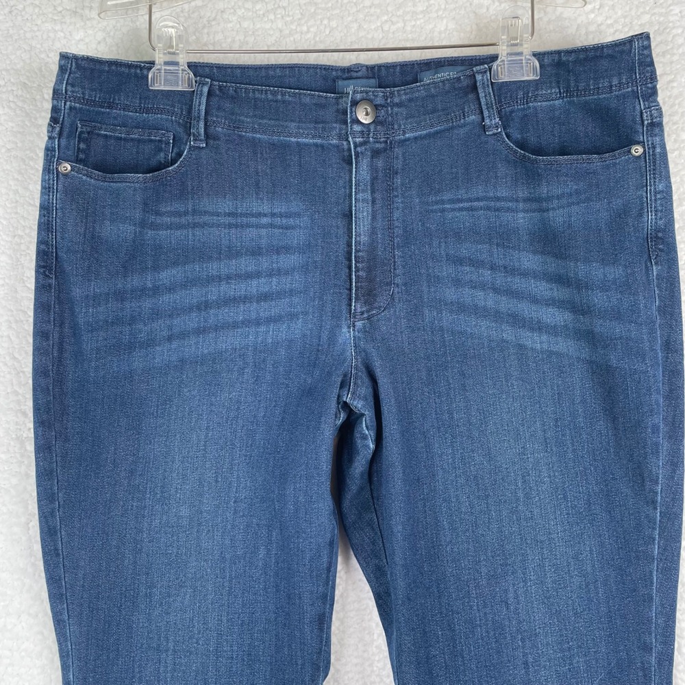 J. Jill Denim Authentic Fit Slim Ankle Jeans Blue Dark Wash Button Hem Womens 18